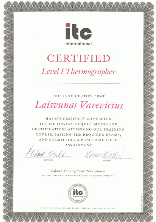 Certificate - Sertifikatas
